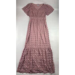 Piper & Scoot Women's S Pink Maxi Dress with Puffs
